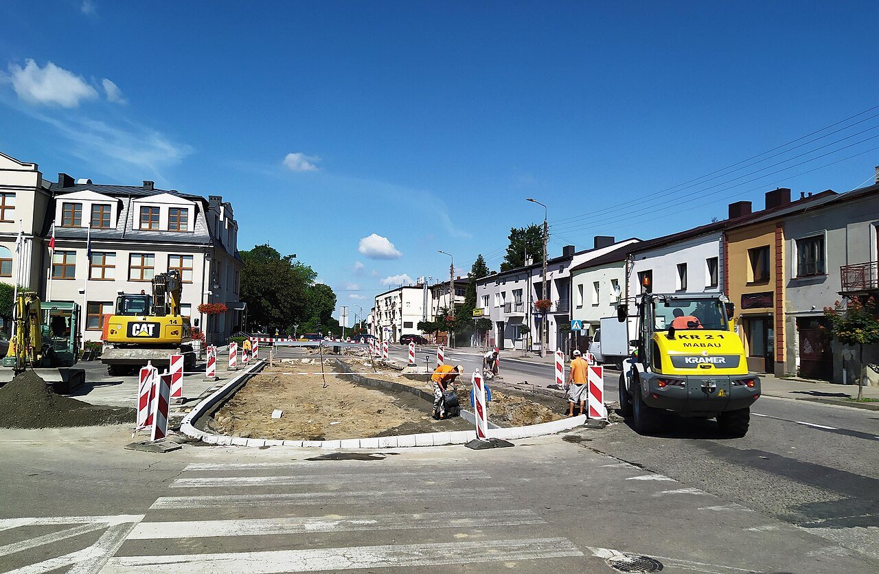 Construction workers on a building site in Poland