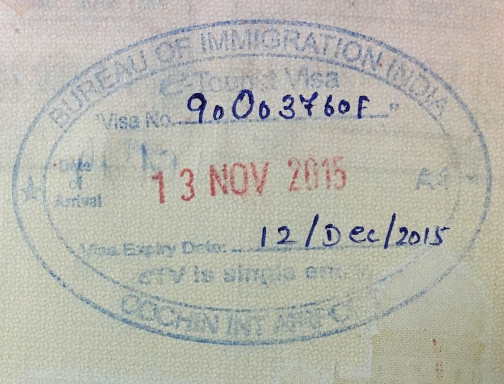 Passport stamped on e-visa arrival