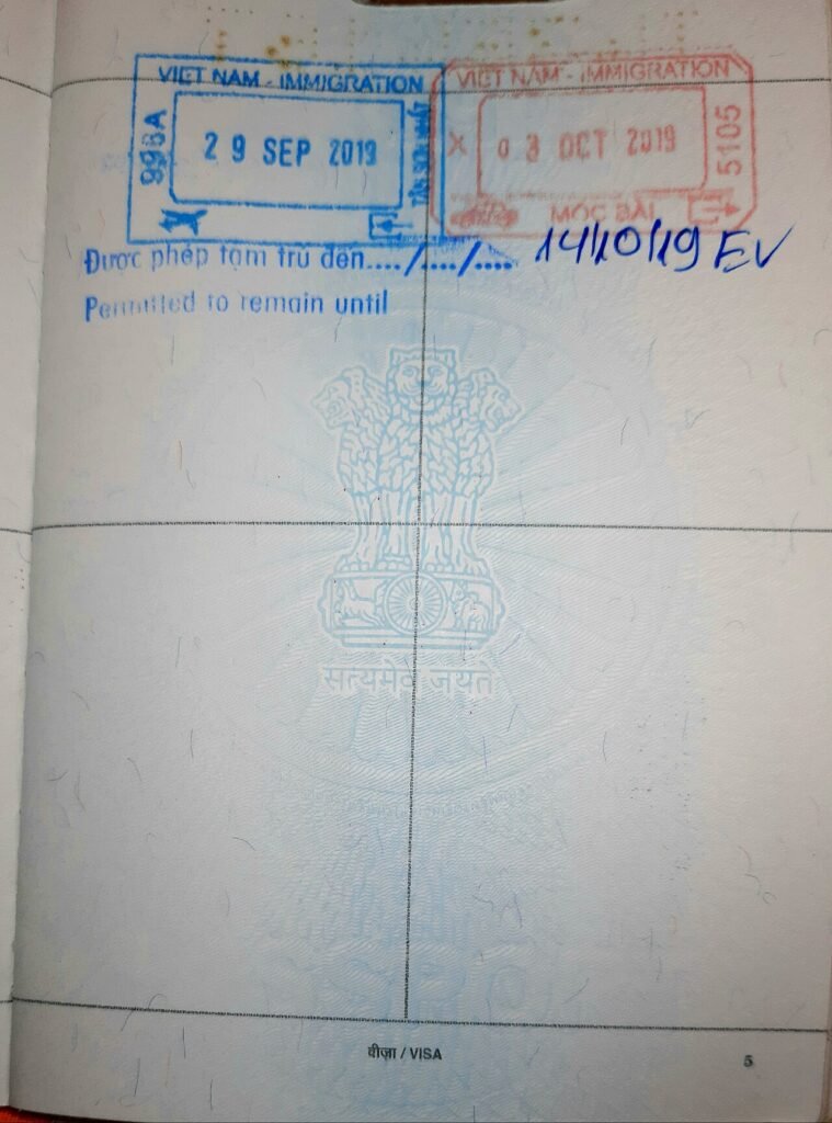 Visa stamp in an Indian passport